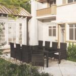 vidaXL Set mobilier de grădină cu perne, 9 piese, negru, poliratan (3094847)