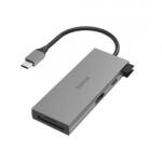 Hama Hub USB Hama multiport, 2x USB 3.0 Tip A, 1x USB Tip C, 1x HDMI + Card reader, Grey (00200110)