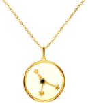 SAVICKI Colier semn zodiacal Rac din argint placat cu aur cu diamant negru 0.04 ct 48 cm