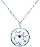 SAVICKI Colier semn zodiacal Săgetător din argint cu diamant negru 0.04 ct 48 cm