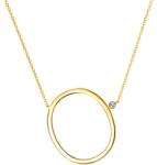 SAVICKI Colier literă O din argint placat cu aur cu safir alb 0.04 ct 45 cm