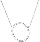 SAVICKI Colier literă O din argint cu safir alb 0.04 ct 45 cm