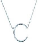 SAVICKI Colier literă C din argint cu safir alb 0.05 ct 45 cm