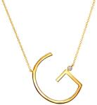 SAVICKI Colier literă G din argint placat cu aur cu safir alb 0.05 ct 45 cm