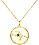 SAVICKI Colier semn zodiacal Fecioară din argint placat cu aur cu diamant negru 0.04 ct 48 cm