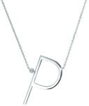 SAVICKI Colier literă P din argint cu safir alb 0.04 ct 45 cm