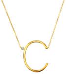 SAVICKI Colier literă C din argint placat cu aur cu safir alb 0.05 ct 45 cm