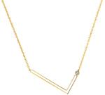 SAVICKI Colier literă L din argint placat cu aur cu safir alb 0.05 ct 45 cm