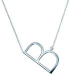 SAVICKI Colier literă B din argint cu safir alb 0.05 ct 45 cm