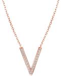 SAVICKI Colier literă V din aur roz 585 cu diamante albe 0.07 ct 42 cm