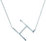SAVICKI Colier literă H din argint cu safir alb 0.05 ct 45 cm