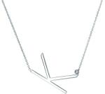 SAVICKI Colier literă K din argint cu safir alb 0.04 ct 45 cm