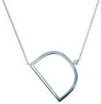 SAVICKI Colier literă D din argint cu safir alb 0.05 ct 45 cm