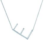 SAVICKI Colier literă E din argint cu safir alb 0.05 ct 45 cm