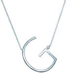 SAVICKI Colier literă G din argint cu safir alb 0.05 ct 45 cm