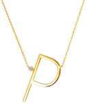 SAVICKI Colier literă P din argint placat cu aur cu safir alb 0.05 ct 45 cm