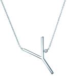 SAVICKI Colier literă Y din argint cu safir alb 0.05 ct 45 cm