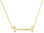 SAVICKI Colier literă I din argint placat cu aur cu safir alb 0.05 ct 45 cm