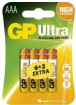 GP Batteries GP B19118 Ultra alkáli micro ceruza elem, LR03 (AAA) 6+2db/blister (B19118) - bestbyte