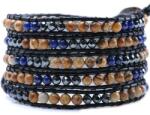  Bratara 5 wrap Jasp Peisaj si Lapis Lazuli rotund 6 mm cu Hematit rotund fatetat 4 mm si snur negru
