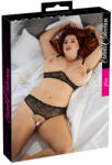 Cottelli Collection Plus Size - gyöngyös melltartó szett (fekete) (22129001061) - szexaruhaz