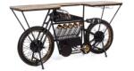 Bizzotto Consola tip Bar model Motocicleta din fier negru si lemn natur 183 cm x 43 cm x 89 h (0745896)