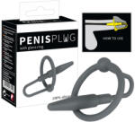  Penisplug - szilikon makkgyűrű hűgycsőkúppal (szürke) - intimshop
