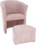 Mobikon Set fotoliu cu taburet tapiterie textil roz Rose 65x60x77 cm (0000264857)