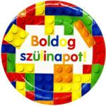  Boldog szülinapot építőkockás parti tányér, 6db-os