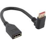 InLine Cablu prelungitor Displayport 8K30Hz/4K120Hz T-M unghi sus/drept 0.15m Negru, InLine 17159O (IL17159O)