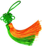 Nod mistic verde orange, amuleta feng shui pentru bani, canaf ciucuri textil