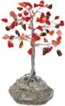  Copac cu pietre Coral, Carneol si Jasp, contra energiilor negative, suport piatra naturala, handmade 14 cm rosu Figurina