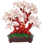  Copacei decorativi cuart roz XXL, pietre semipretioase pentru dragoste si casatorie, suport ghiveci, 25-27 cm Figurina