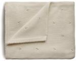 Mushie Knitted Pointelle Baby Blanket pled împletit pentru copii Ivory 80 x 100cm 1 buc Lenjerii de pat bebelusi‎, patura bebelusi