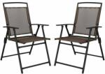 Springos Összecsukható kerti szék szett, 2 db, barna-fekete