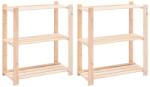 vidaXL Rafturi depozitare 3 niveluri 2 buc. 80x38x90cm pin masiv 150kg (3051117) Raft