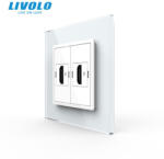 LIVOLO Priza dubla HDMI cu panou din sticla securizata Livolo (VL-2FCHD-1WP-P7E)