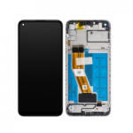 Samsung A115 Galaxy A11 LCD Kijelző+Érintőüveg+Előlap Keret, Fekete, Black (GH81-18760A) Gyári, Service Pack