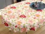 Goldea față de masă decorativă loneta - flori de primăvară - ovală 140 x 280 cm Fata de masa