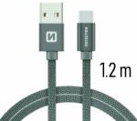 SWISSTEN Adatkábel Swissten textil USB-C konnektorral és gyorstöltés támogatással 1, 2 m, szürke (71521202)