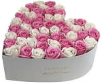 Aranjamente florale - Aranjament floral inima cu trandafiri de sapun Special L, alb/roz Aranjament floral
