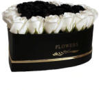 Aranjamente florale - Aranjament floral inima cu trandafiri de sapun Special L, alb/negru Aranjament floral