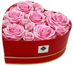 Aranjamente florale - Aranjament floral Glame in forma de inima, cu 15 trandafiri criogenati, roz Aranjament floral