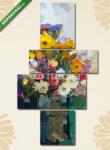  Többrészes Vászonkép, Premium Kollekció: Váza színes virágcsokorral. (olajfestmény reprodukció)(125x70 cm, S02)
