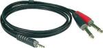 KLOTZ AY50200 Y-kábel, mini Jack - 2 nagy Jack, 2 méter