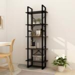 vidaXL Bibliotecă cu 5 rafturi, negru, 60x30x175 cm, lemn de pin (3081987) Biblioteca
