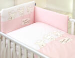 AMY - lenjerie 3 piese cu protectie laterala sweet dreams din bumbac, 120x60 cm, roz Lenjerii de pat bebelusi‎, patura bebelusi