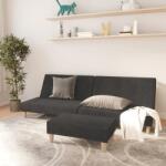 vidaXL Canapea extensibilă cu taburet, cu 2 locuri, gri închis, textil (3080466) Canapea
