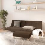 vidaXL Canapea extensibilă cu 2 locuri și taburet, maro, textil (3080469) Canapea