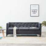 vidaXL Canapea Chesterfield cu 3 locuri, gri, tapițerie țesătură (247160) Canapea